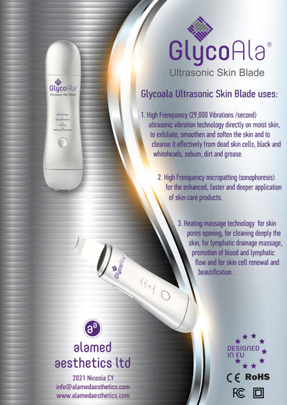 Glycoala ultrasonic skin blade- cosmetic device